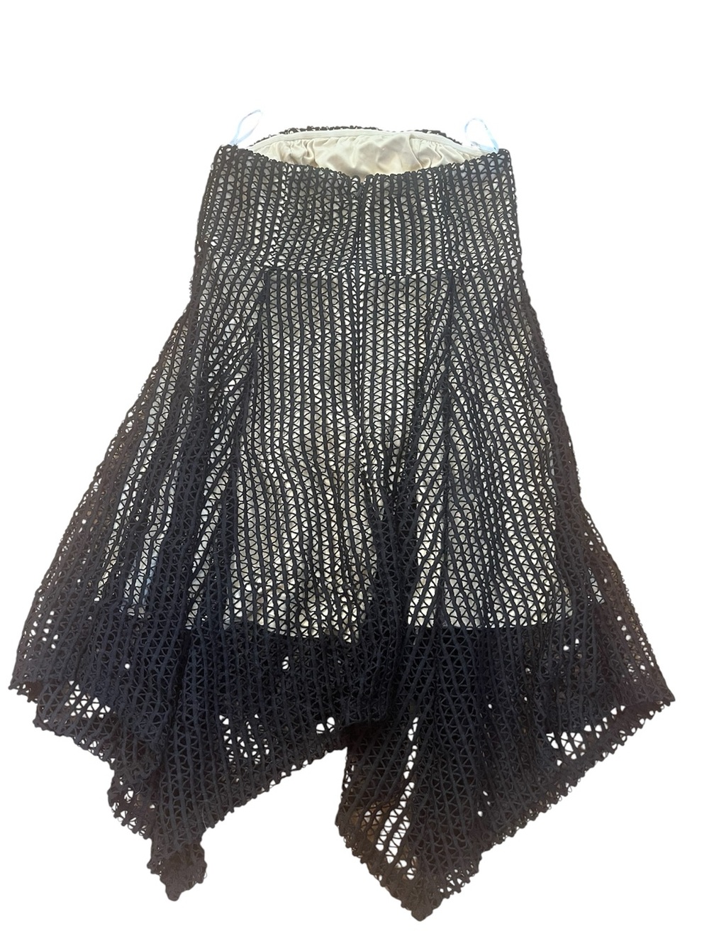 Lulu's Strapless Whimsy Goth Black and Gold Crochet Y2K Handkerchief Hem Dress - Picture 4 of 12